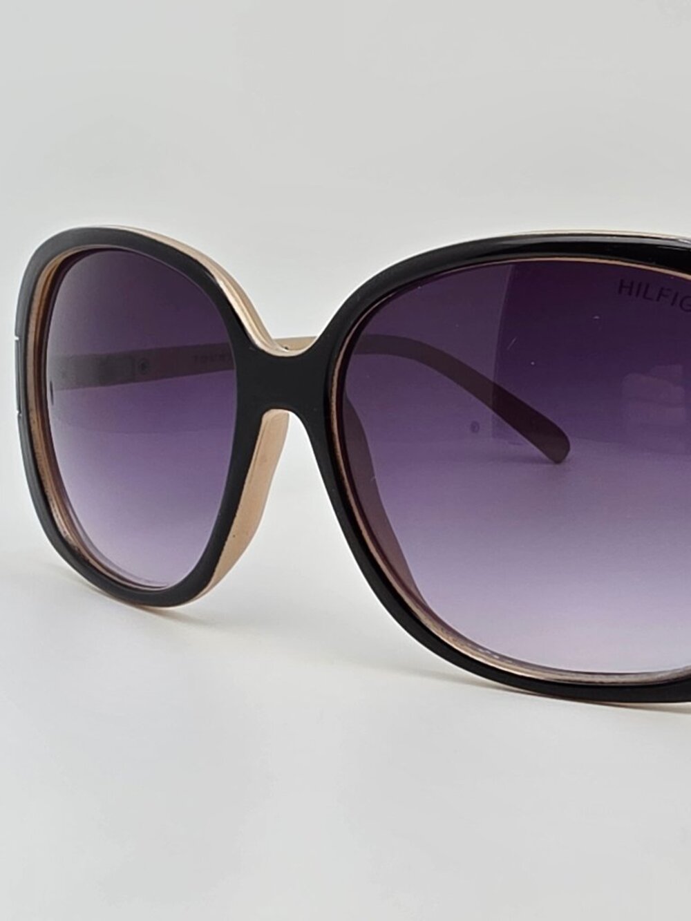 Tommy Hilfiger Janet WP OL90 Black on Metallic Sand Frame Grey Lens Sunglasses
